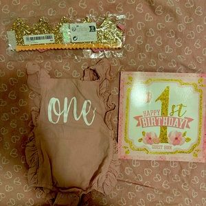 Pink First (1st) Birthday set.